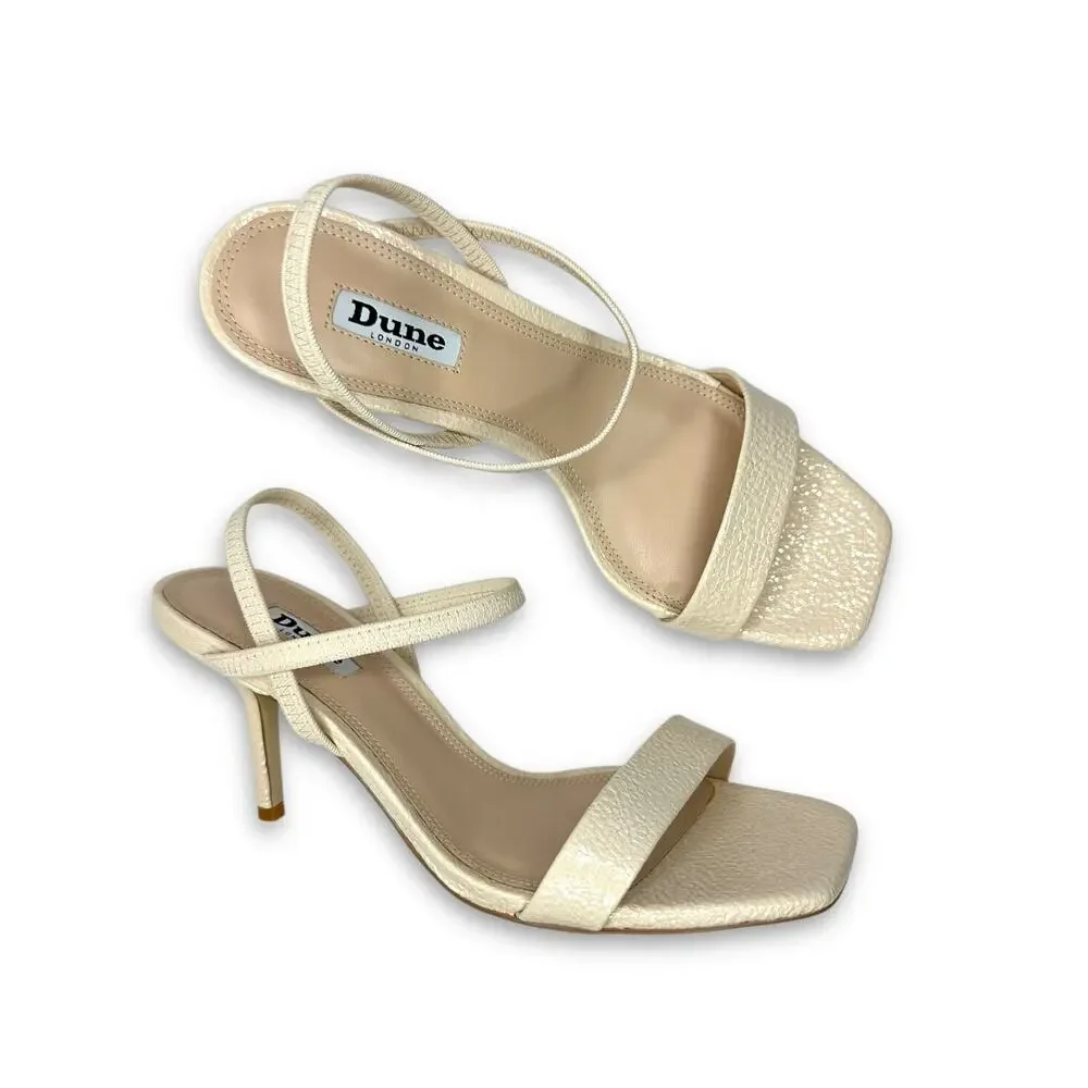 Dune London Methodical Ankle Strap Sandal 40 US 10 Ecru Neutral Reptile Heels